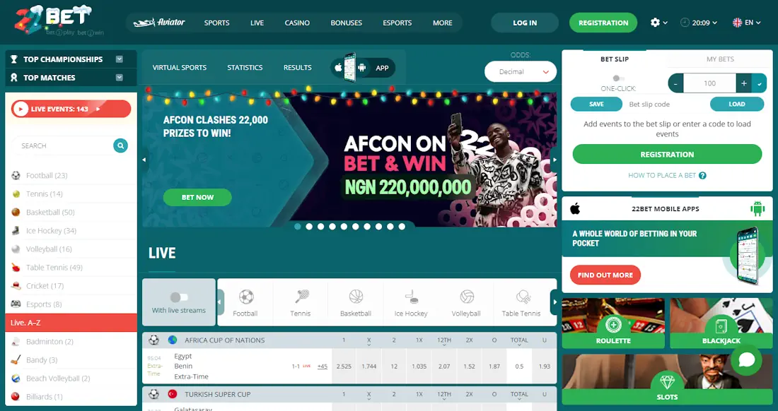 22Bet Sportsbook and Casino Screenshot